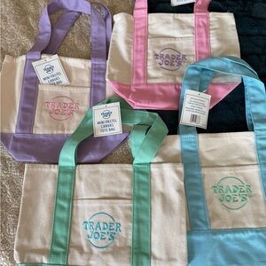 Trader Joe's Pastel Canvas Tote Bag Set